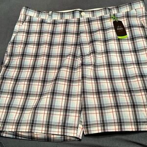 Shark Greg Norman Tasso Elba Men's Size 42 Slim Fit Plaid Flat Front Shorts